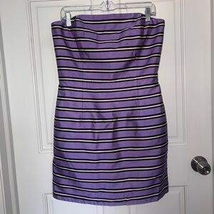J. McLaughlin Striped Purple Strapless Dress